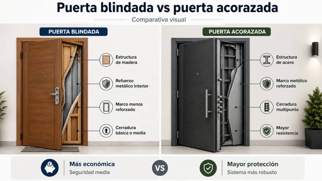 Diferencia entre puerta blindada y acorazada